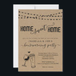 Invitation Bière & Vin Accueil Sweet Home Funny Ménage<br><div class="desc">Home Sweet Home. OEuvre artisanale de vin et de bière sur un arrière - plan kraft merveilleusement rustique pour votre humoristique Invitation au réchauffement de la maison.</div>