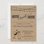 Invitation Bière & Vin Accueil Sweet Home Funny Ménage<br><div class="desc">Home Sweet Home. OEuvre artisanale de vin et de bière sur un arrière - plan kraft merveilleusement rustique pour votre humoristique Invitation au réchauffement de la maison.</div>