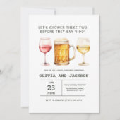 Invitation Bière Vin Brasserie Aquarelle Couples Douche (Devant)