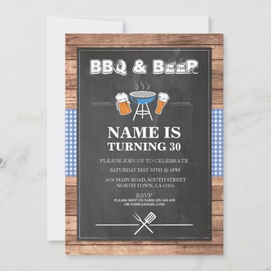 Invitation Bières & Cheers BBQ Anniversaire Fête N'IMPORTE QU (Devant)