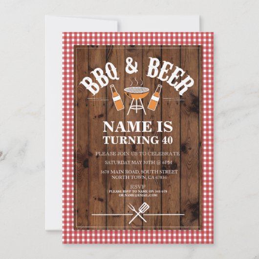 Invitation Bières & Cheers BBQ Anniversaire Fête N'IMPORTE QU (Devant)