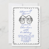 Invitation Bières Écrite à la main Homme Fun Anniversaire Fun (Devant)