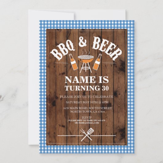 Invitation Bières et encouragements Fête d'anniversaire BBQ N (Devant)
