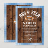 Invitation Bières et encouragements Fête d'anniversaire BBQ N (Devant / Derrière)