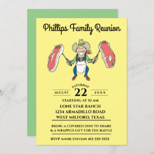 Invitation Biftecks de cowboy de la Réunion de famille grands