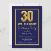 Invitation Big 30 Surprise Birthday Party Navy Blue (Devant)