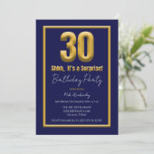 Invitation Big 30 Surprise Birthday Party Navy Blue (Debout devant)