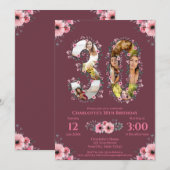 Invitation Big 30th Birthday Photo Collage Rose Flower Woman (Devant / Derrière)