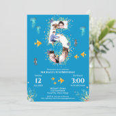 Invitation Big 5th Photo Collage Anniversaire sous la mer (Debout devant)