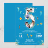 Invitation Big 5th Photo Collage Anniversaire sous la mer (Devant / Derrière)