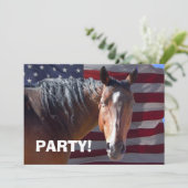Invitation Big Bay Horse & U.S. Flag - Western Party (Debout devant)