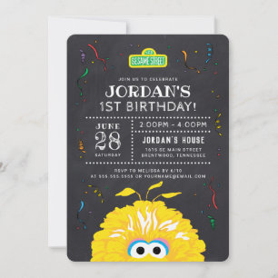 Invitation Big Bird Chalkboard Confetti Anniversaire