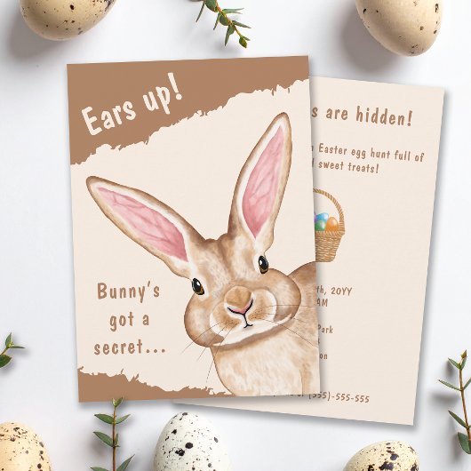 Invitation Big Bunny Ears Cute Kids' Easter Egg Hunt
