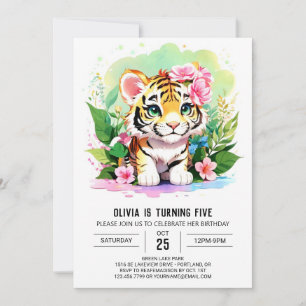 Invitation Big Cat Jungle Tiger Cub Anniversaire