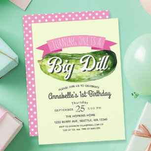 Invitation Big Dill Pickle Girl's Kids 1er anniversaire