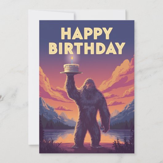 Invitation Big Foot Birthday Cryptozoology Art bizarre drôle (Devant)