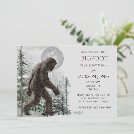 Invitation Big Foot/ Sasquatatch Deux photos fête d'anniversa (Debout devant)