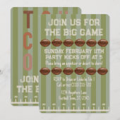 Invitation Big Game Bowl Game Green Football Field Party (Devant / Derrière)