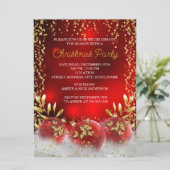 Invitation Big Gold Holly Bauble Red Noël Fête de Noël (Debout devant)