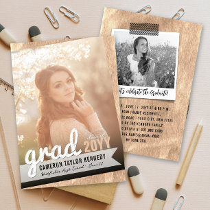 Invitation Big Grad Scribbles Bronze Foil Graduation Party