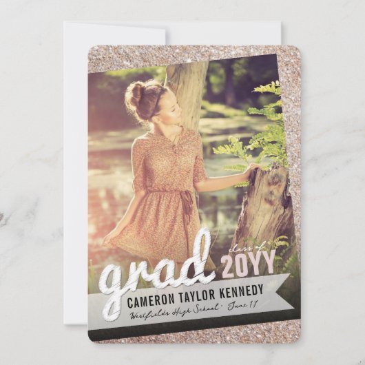 Invitation Big Grad Scribbles Bronze Parties scintillant Grad (Devant)