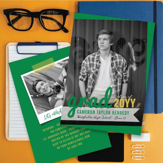 Invitation Big Grad Scribbles Photo Modern Graduation Party