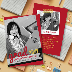 Invitation Big Grad Scribbles Photo Modern Graduation Party