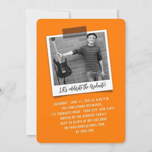 Invitation Big Grad Scribbles Photo Modern Graduation Party (Dos)