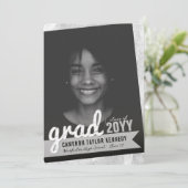 Invitation Big Grad Scribbles Silver Foil Graduation Party (Debout devant)