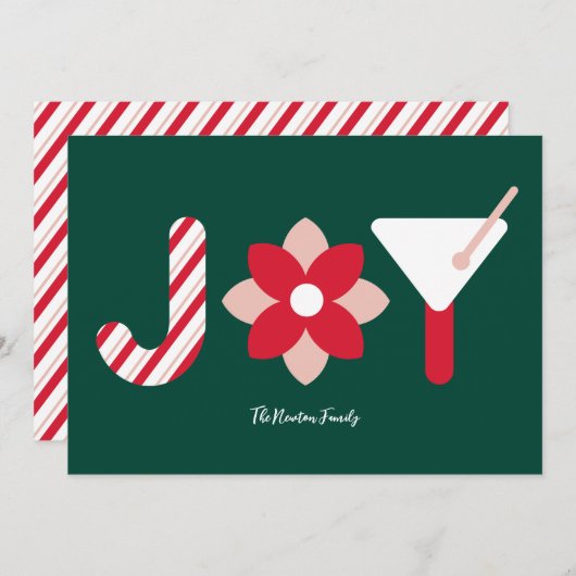 Invitation Big Joy Pine Green Holiday Card (Devant / Derrière)