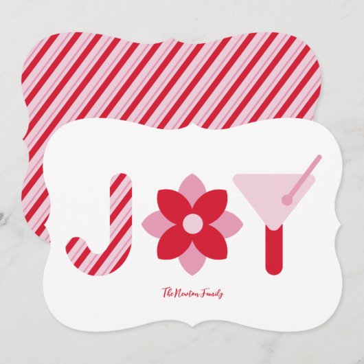 Invitation Big Joy Red and Pink Holiday Card (Devant / Derrière)
