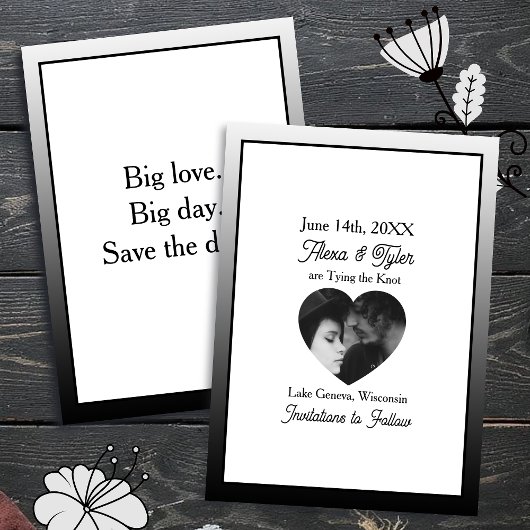 Invitation Big love. Big day. Save the date. Black Border