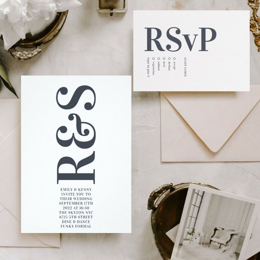 Invitation Big Monogram Modern Bold Simple Wedding