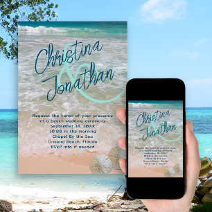 Invitation Big Names Décontracté Mariage Turquoise Sea Invita