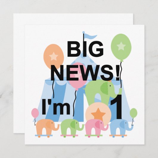 Invitation Big News Circus 1er Anniversaire T-shirts et cadea (Devant / Derrière)