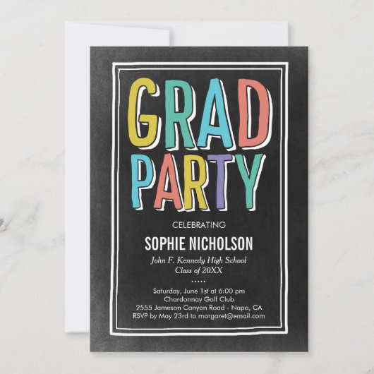 Invitation Big News Graduation Party Chalk d'invitation (Devant)