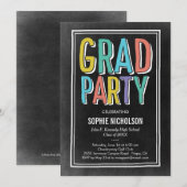 Invitation Big News Graduation Party Chalk d'invitation (Devant / Derrière)