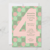 Invitation Big Number4 Fille 4e anniversaire (Devant)