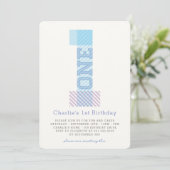 Invitation Big Number 1 Stripes Bébé Garçon 1er fête d'annive (Debout devant)