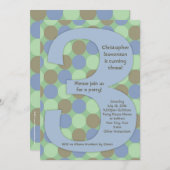 Invitation Big Number 3 3rd Boy's Birthday Party (Devant / Derrière)