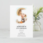 Invitation Big Number 5 CINQ Photo Cinquième fête d'anniversa (Debout devant)