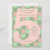 Invitation Big Number 5 Fille 5e fête d'anniversaire (Devant)