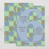 Invitation Big Number 6 Boy's 6th Birthday Party (Devant / Derrière)