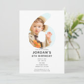 Invitation Big Number 6 SIX Photo Sixième 6e fête d'anniversa (Debout devant)