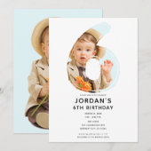 Invitation Big Number 6 SIX Photo Sixième 6e fête d'anniversa (Devant / Derrière)