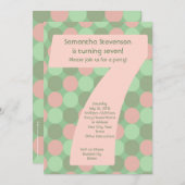 Invitation Big Number 7 Fille 7th Birthday Party (Devant / Derrière)