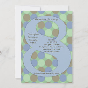 Invitation Big Number 8 8th Boy's Birthday Party