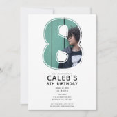 Invitation Big Number 8 Huit Photo 8e fête d'anniversaire (Devant)