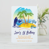 Invitation Big One Birthday Boy Beach Theme Personalized Name (Debout devant)