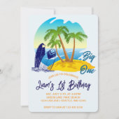 Invitation Big One Birthday Boy Beach Theme Personalized Name (Devant)